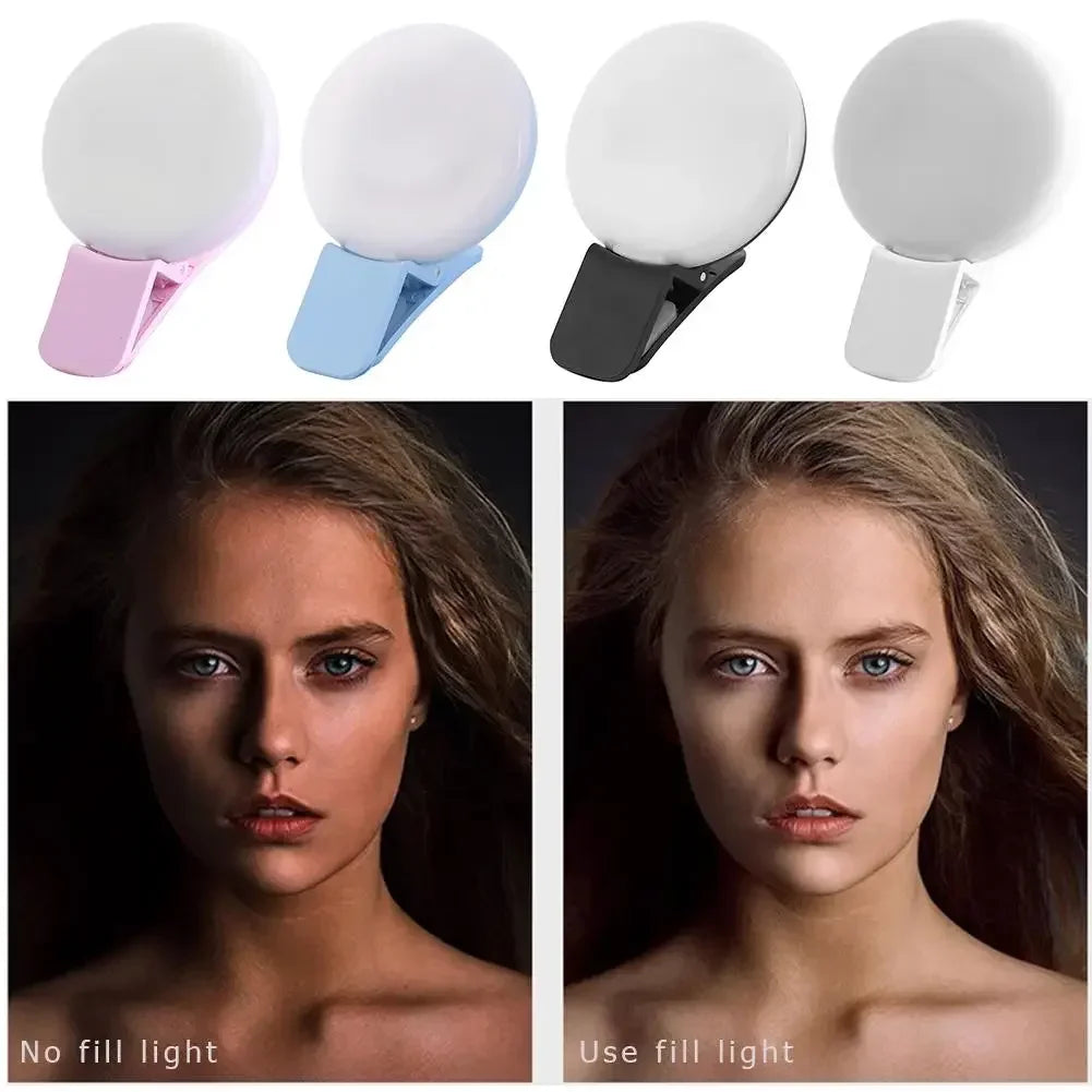 Illuminate Your Selfies with the Mobile Phone LED Selfie Ring Light - Portable, Mini, and Adjustable Dimming!