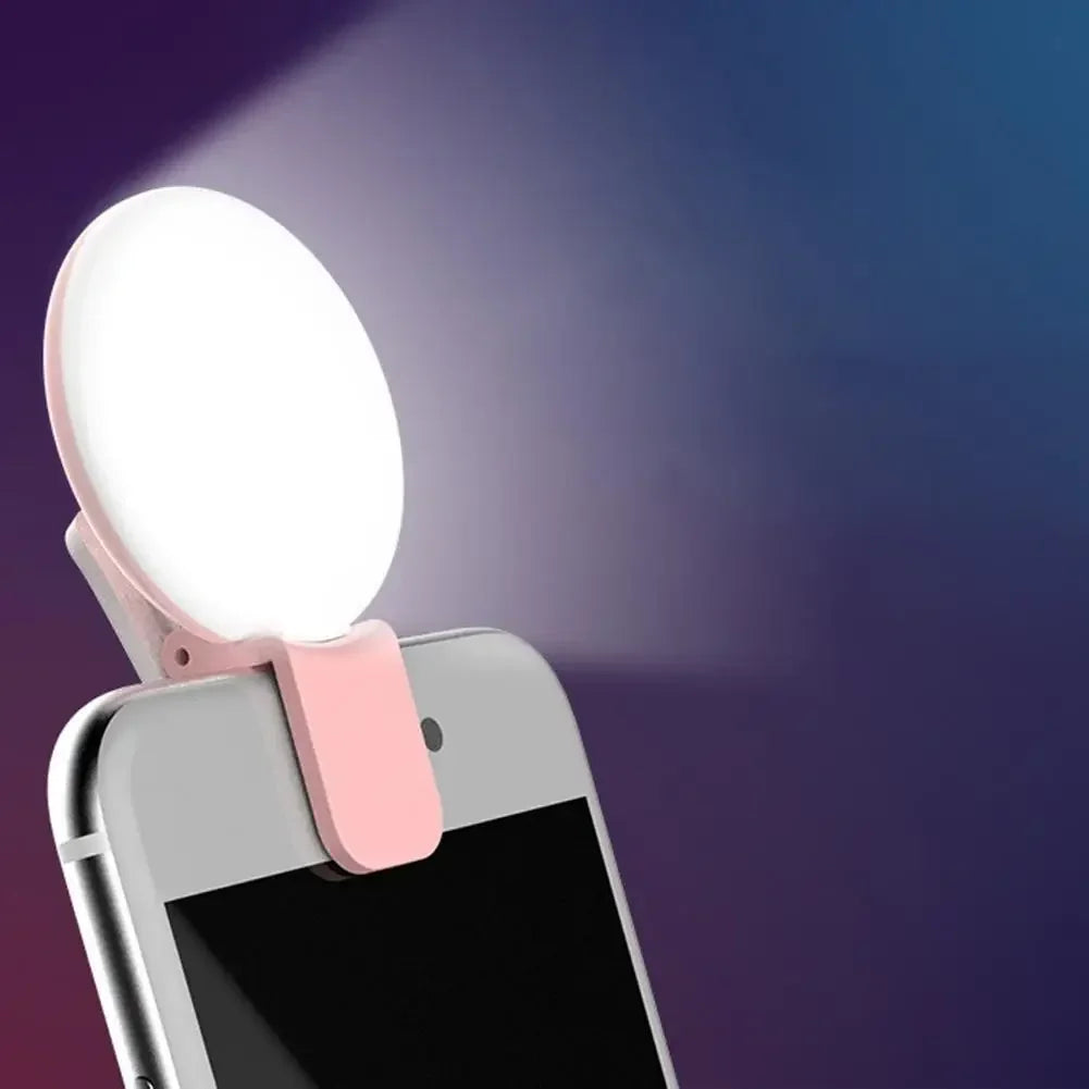 Illuminate Your Selfies with the Mobile Phone LED Selfie Ring Light - Portable, Mini, and Adjustable Dimming!